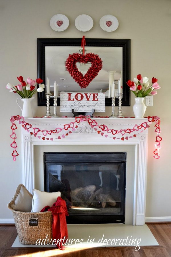 Beautiful Valentine's Day Mantel Decorations 2017