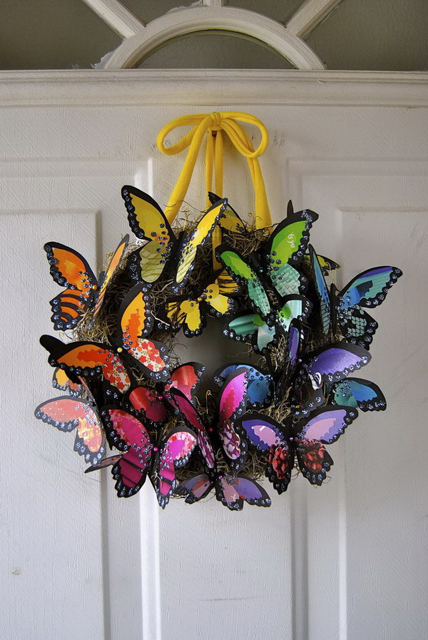 DIY Butterfly Wreath. 