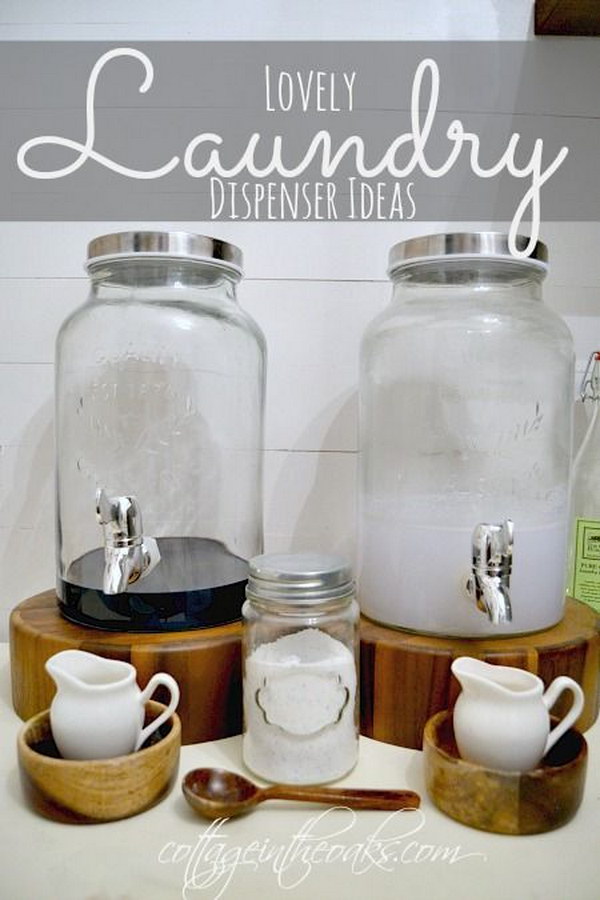 laundry storage organization dispenser soap diy detergent jar idea cute creative lavanderia glass decor washing jars wooden bleach para decorate
