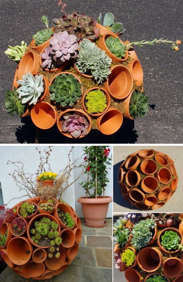 DIY Clay Pot Sphere for Stunning Succulents. 