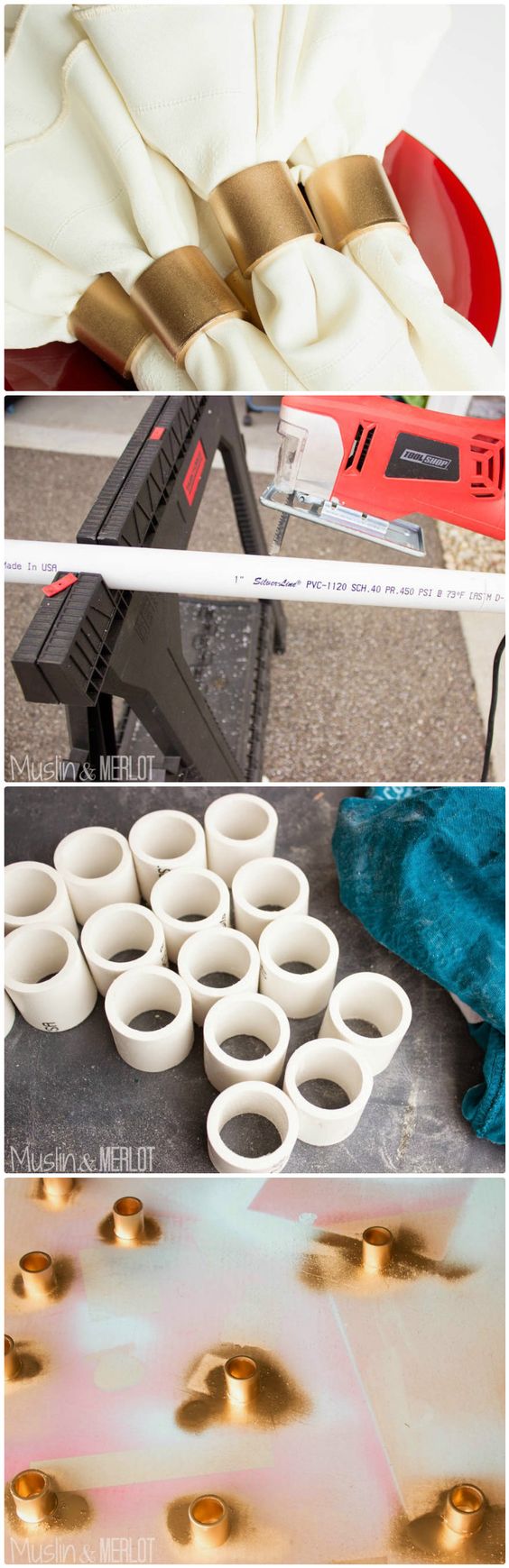 DIY PVC Pipe Napkin Rings. 