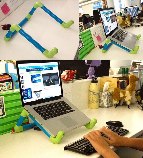Colorful DIY PVC Pipe Laptop Stand. 