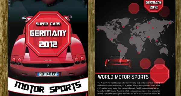 brochure layout, brochure design, bi fold automobile brochure psd