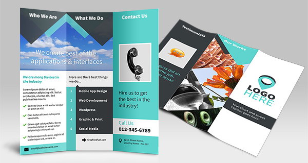 tri fold, brochure psd mockup