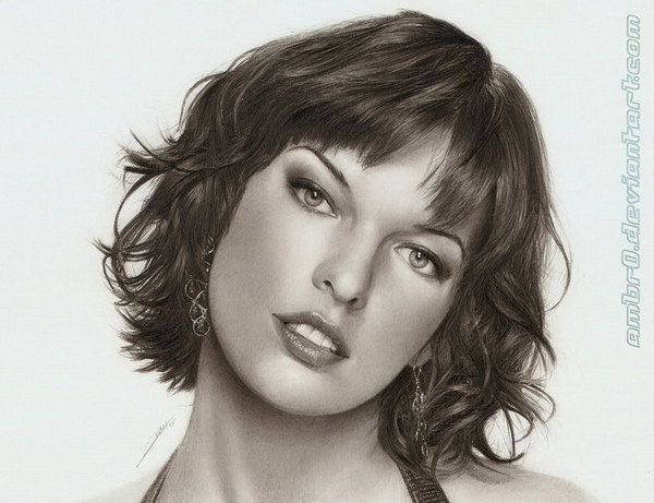 milla jovovich pencil drawing