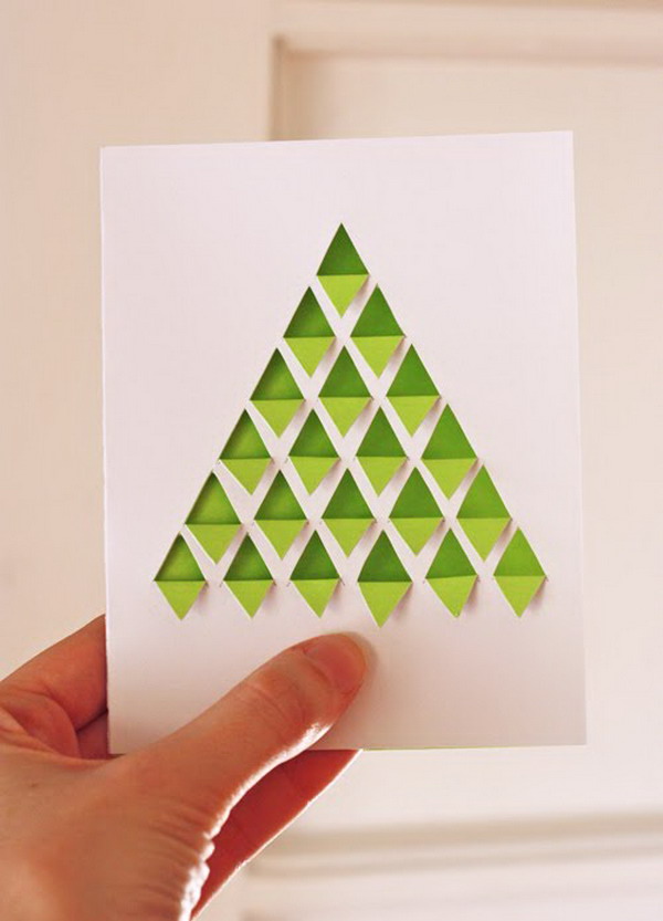 diy geometric christmas tree card 44