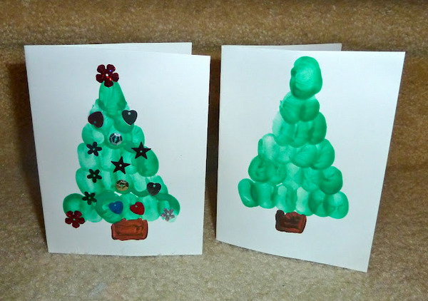 fingerprint christmas tree card 38