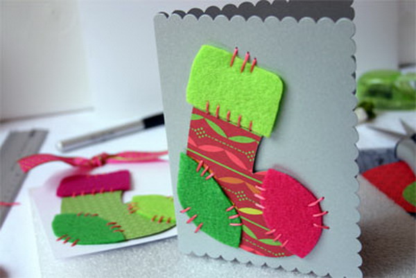 homemade stocking christmas card 53
