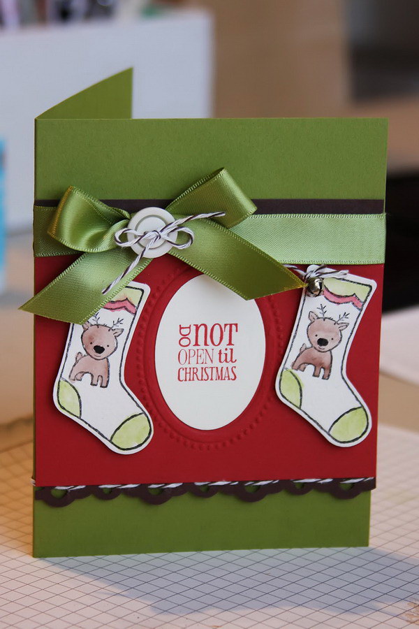 watercolored stocking christmas card 52