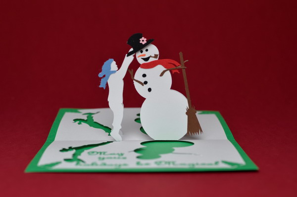 christmas pop up card snowman tutorial 10