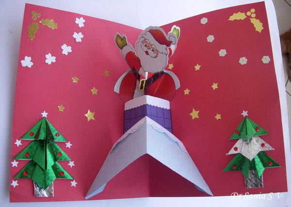 pop up card santa 30