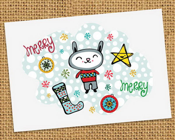 kawaii merry holiday card 3