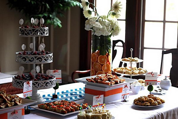 modern chevron baby shower decor 28