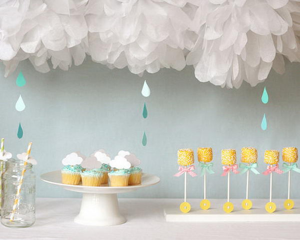rain themed baby shower for girl 26