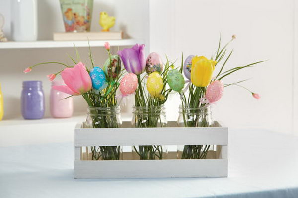 easter egg mason jar flower arrangement 38 