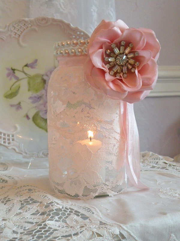 pink mason jar candle holder 9