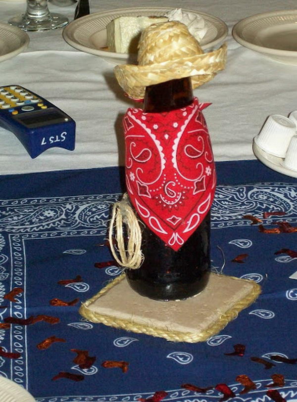 3 diy cowboy bottle centerpiece
