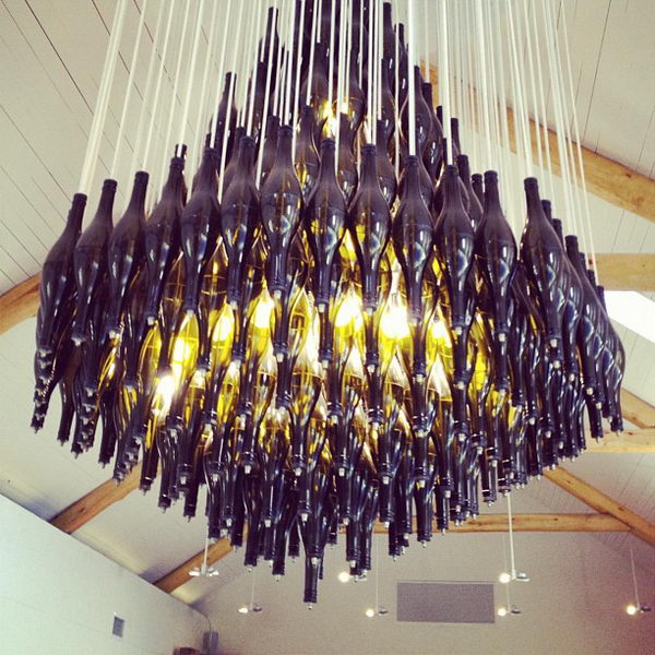 25 half wine bottles chandelier 