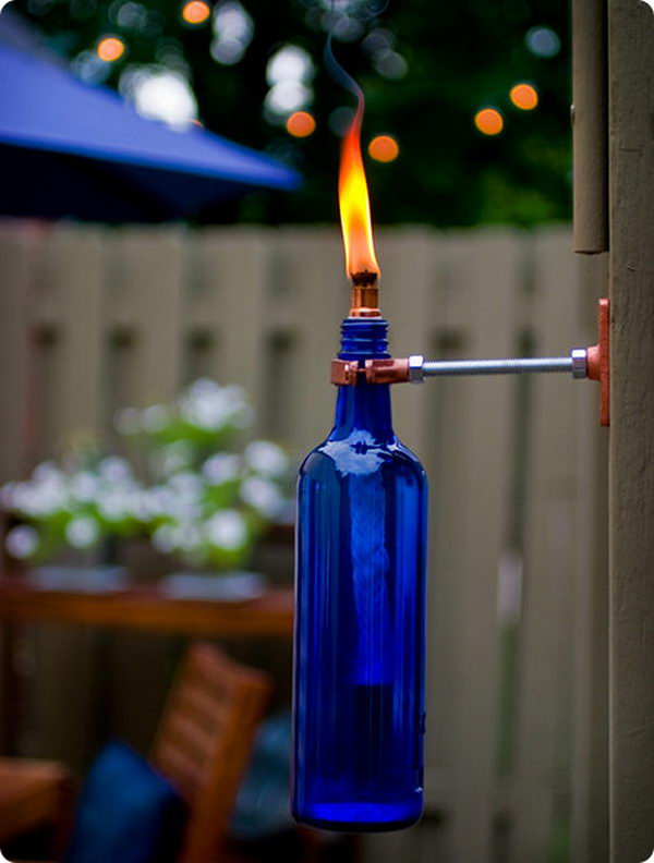 3 blue wine bottle torch