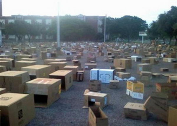 15 tons of cardboard boxes in the parking