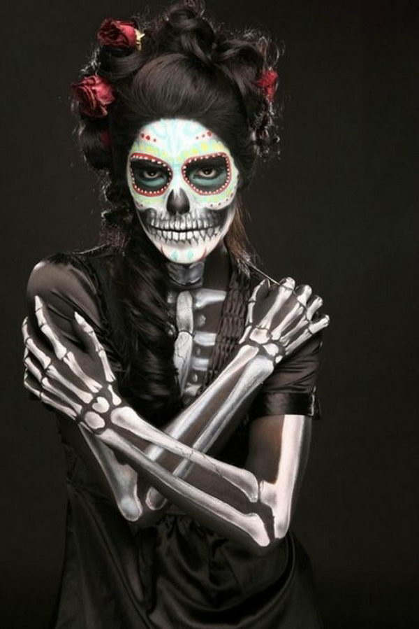 20 Cool Día de los Muertos Sugar Skull Makeup Art Examples 2017
