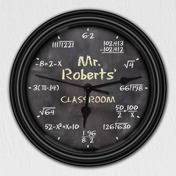Math Chalkboard Wall Clock. 