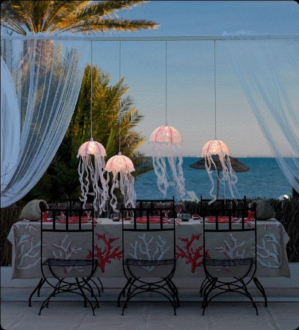 A very peaceful and calm sort of home decorating style. It brings the sea and some realistic home decoration ideas together for a magical effect.