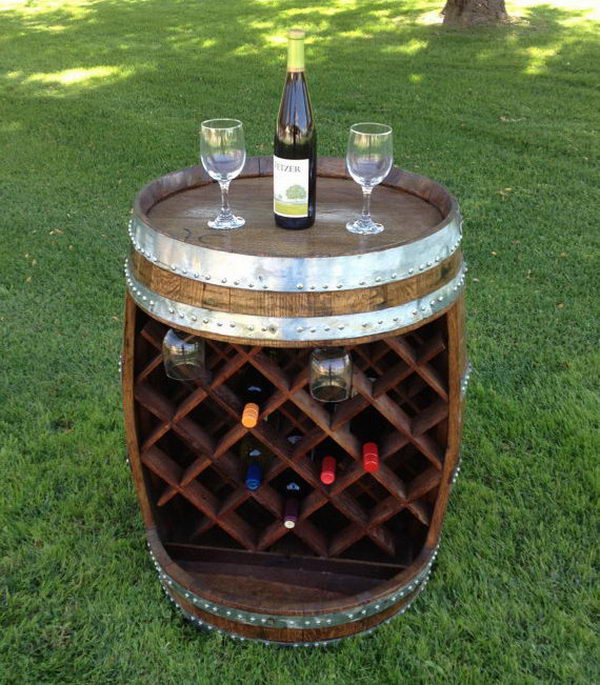 Wine Barrel Wine Rack. Really fun to create and have an aesthetic appeal that applies to your unique home. 