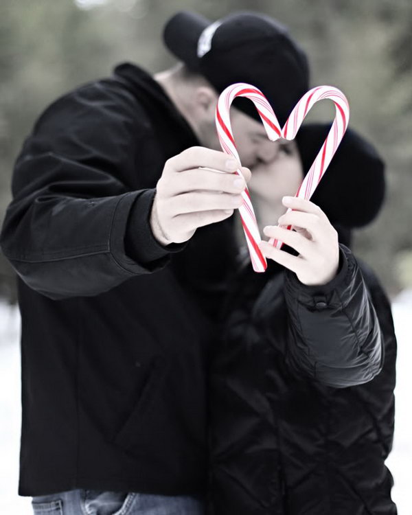 Candy Cane Heart Christmas Photo.