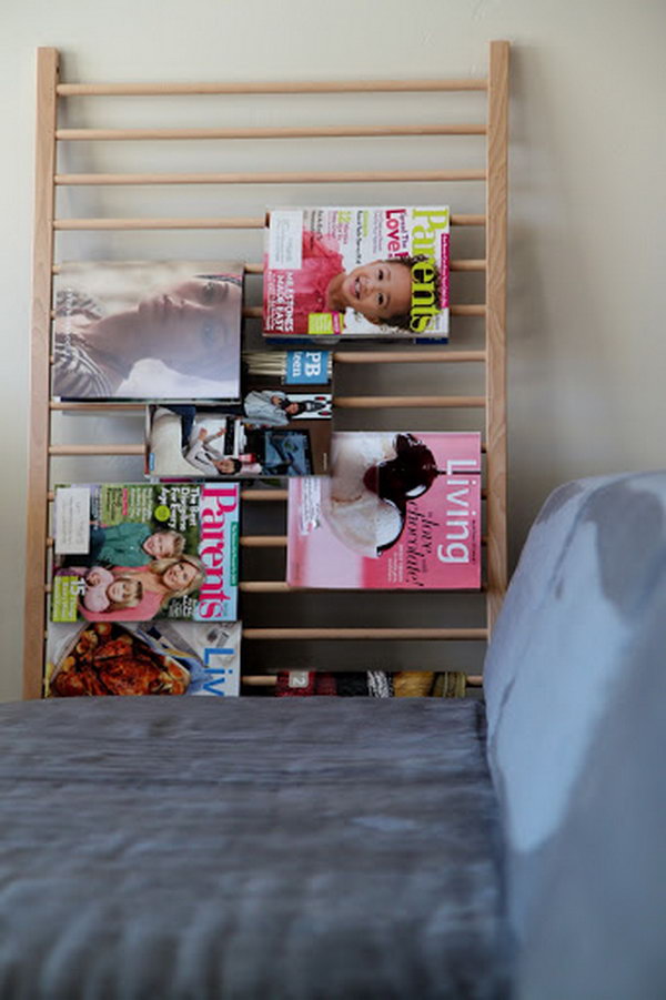 Crib repurposed magazine rack. 