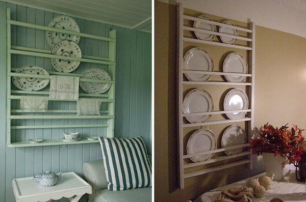 DIY plate rack from a crib. 