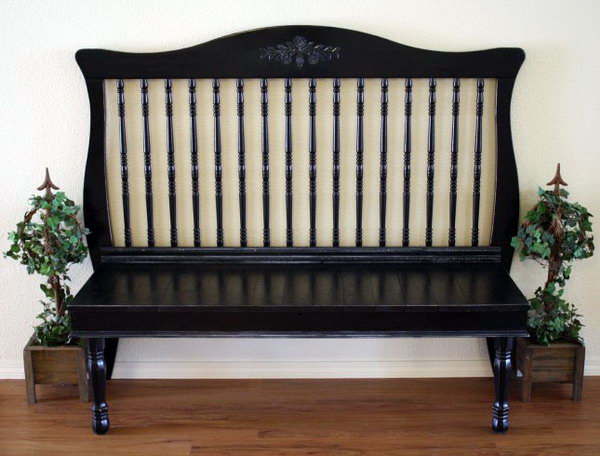 Turn crib into bench. 