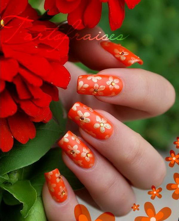 Pretty Flower Nail Art. These flower designs are so cute and make a regular manicure look like a piece of artwork. 