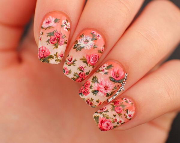 Pretty Flower Nail Art. These flower designs are so cute and make a regular manicure look like a piece of artwork. 