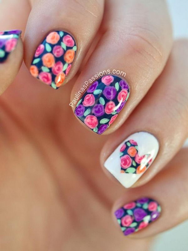 Pretty Flower Nail Art. These flower designs are so cute and make a regular manicure look like a piece of artwork. 