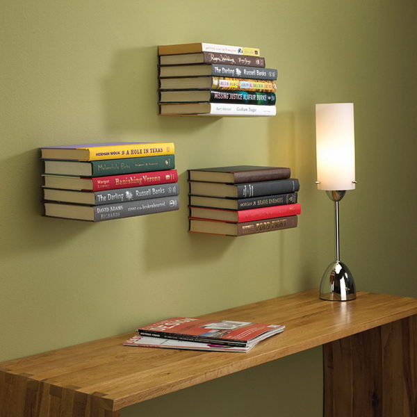 Invisible Bookshelf. Creatively organized home office boosts your mood and make you more productive.