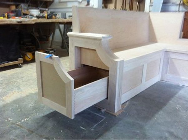 Kitchen bench seat. Allow you to store books, shoes and other items in the bench, and sit on it while having the supply's in the compartments.