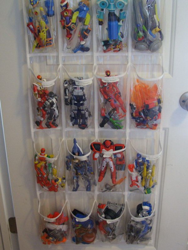 shoe organizer as toy storage,