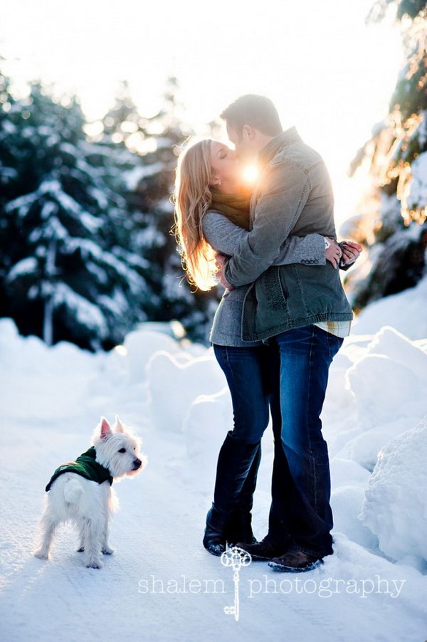 Choose winter engagement photos to capture the winter wonderland that awaits them outdoors. It is really romantic getting warm and cozy with your loved one.