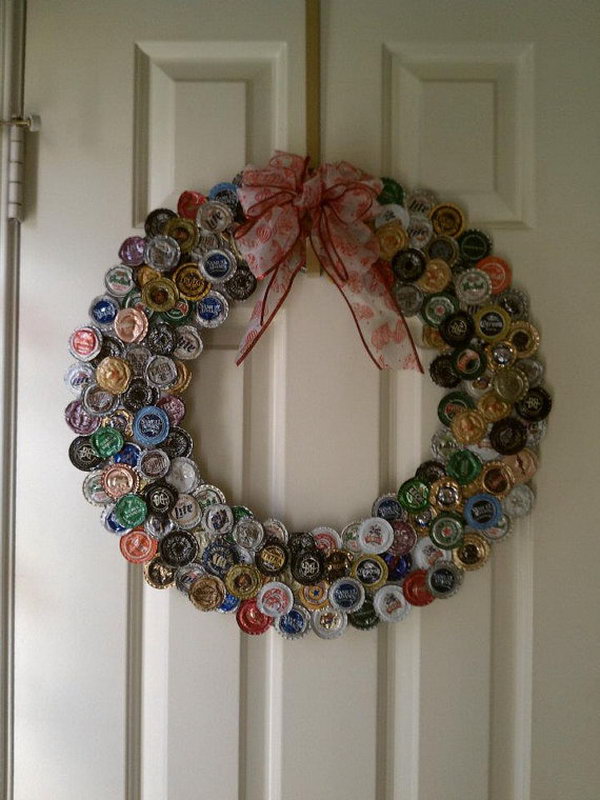 Bottle Cap Wreath. 