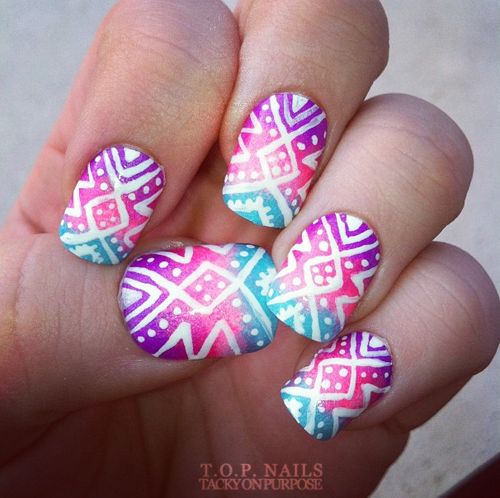 Tropical Tribal Nail Art