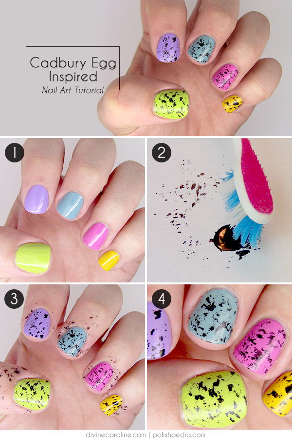Easter nail art inspired from Cadbury Mini Eggs. It makes me hungry just looking at them!