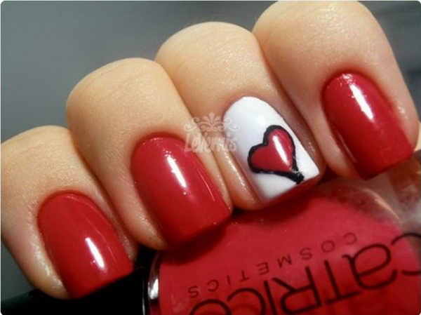 Romantic Valentine Nail Art.