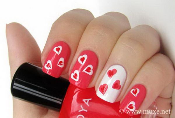 Romantic Valentine Nail Art.
