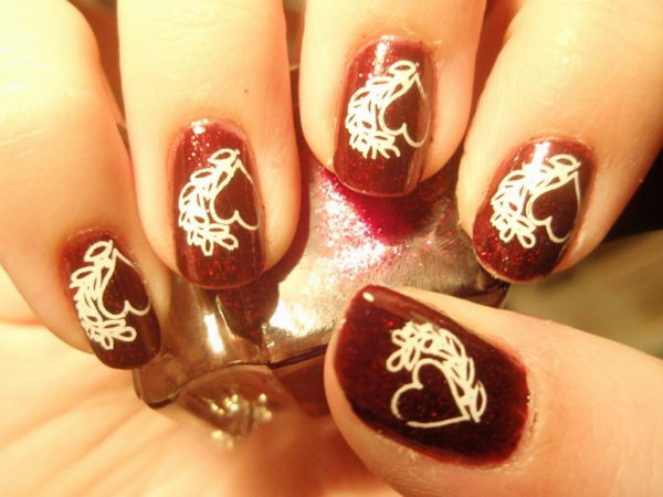 Romantic Valentine Nail Art.