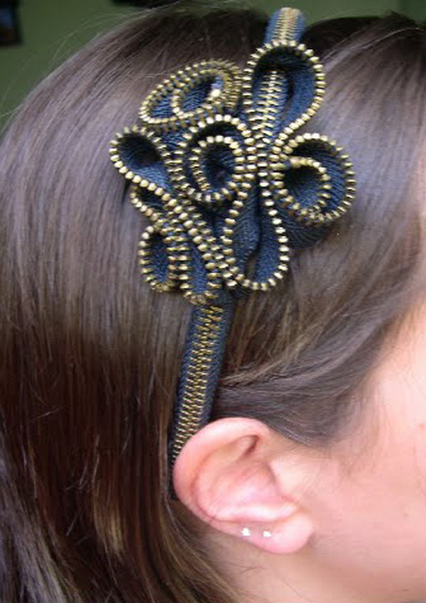 Zipper flower headband,
