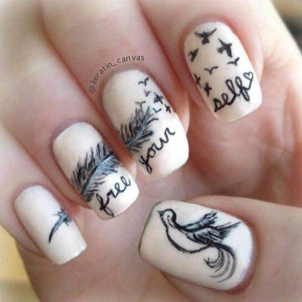 Creative Feather Nail Art Designs 2022