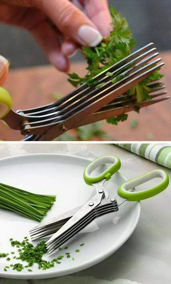 5 Blade Herb Scissors. The five blades do such a good job chopping things like parsley, rosemary and thyme. It allows your herbs to be cut with ease in seconds. 