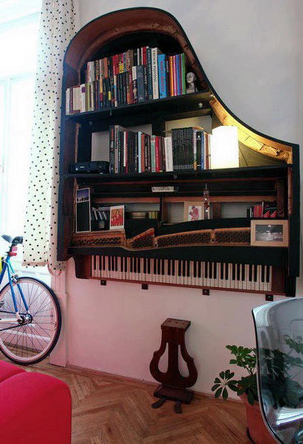 Creative Old Piano Repurposing Idea. Give your old piano a new life, and showcase your artwork to your friends.