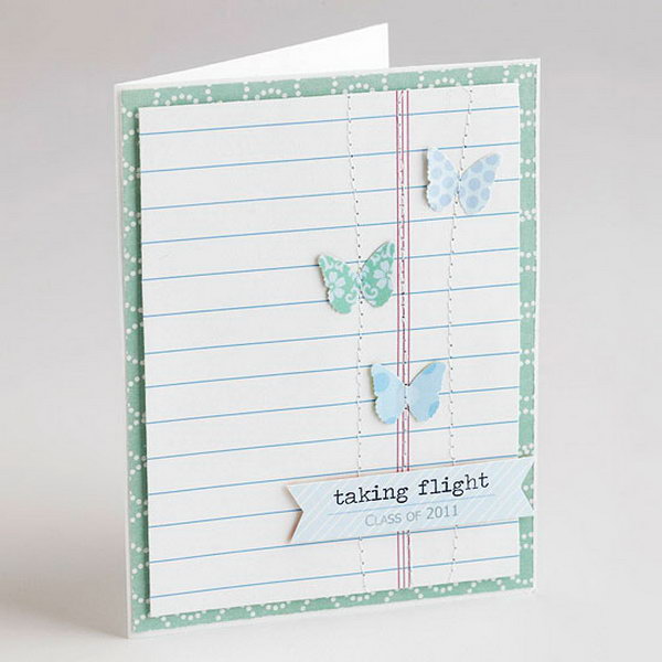 Taking Flight Graduation Announcement. Impress all your guests with this graduation announcement in an elegant style. Replace diploma and graduation cap with colorful butterfly to create the pretty pattern. 